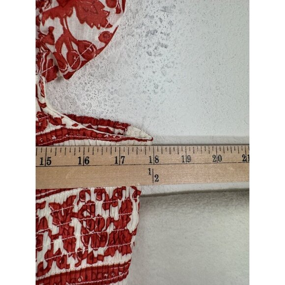 Meadow Rhodes Daisyella Fit And Flare- Off White And Maroon Cotton Dobby Dress s - Picture 3 of 10